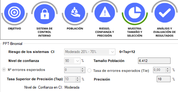 Pantalla de parametrización de una prueba en ForSampling